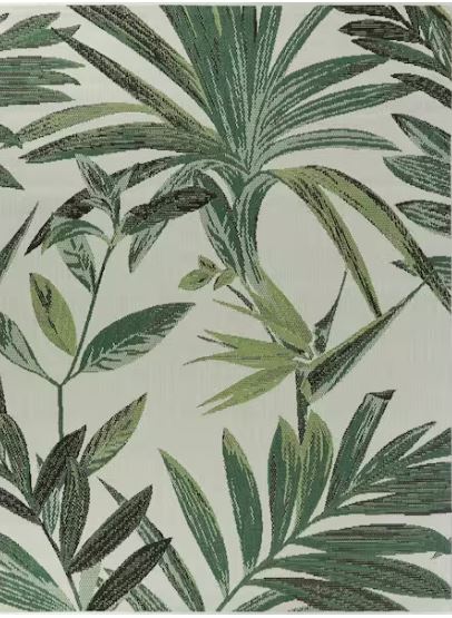Palm White 9 ft. x 12 ft. Indoor/Outdoor Patio Area Rug