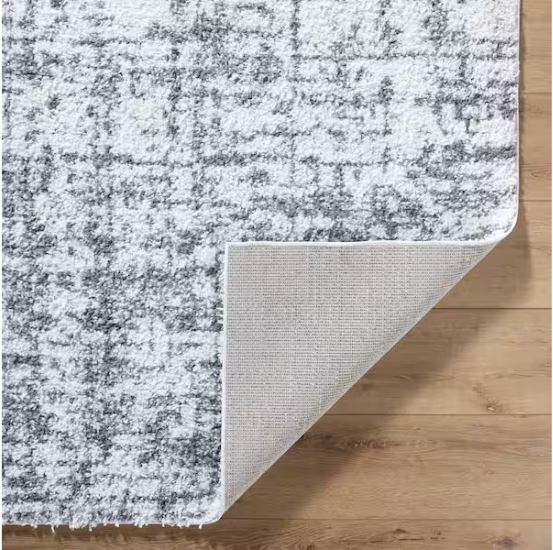 Stylewell Edenwell 6 ft. 7 in. x 9 ft. Gray and White Area Rug