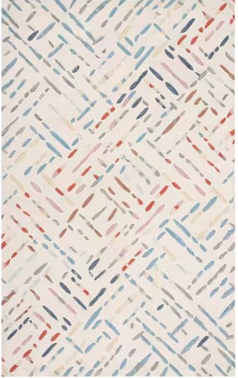 Metro Ivory/Blue 5 ft. x 8 ft. Geometric Maze Area Rug