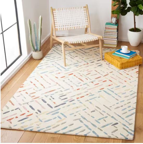 Metro Ivory/Blue 5 ft. x 8 ft. Geometric Maze Area Rug