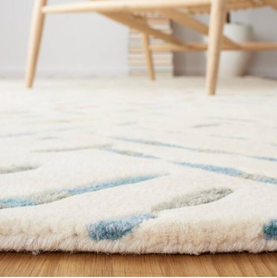 Metro Ivory/Blue 5 ft. x 8 ft. Geometric Maze Area Rug