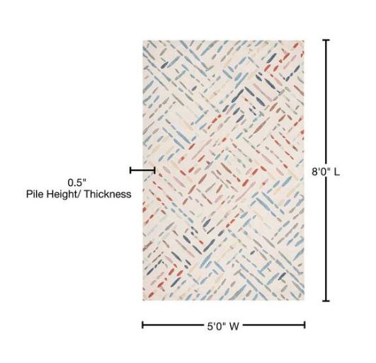 Metro Ivory/Blue 5 ft. x 8 ft. Geometric Maze Area Rug