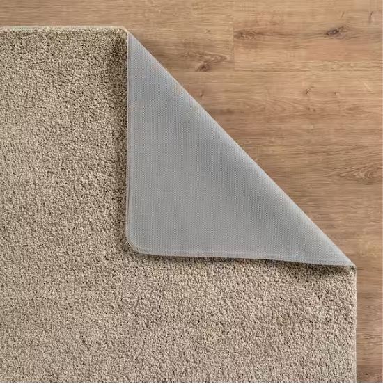 8 ft. x 10 ft. Beige Silky Solid Plus Thick Pile Non Slip Easy Clean Non Shedding Modern Indoor Area Rug