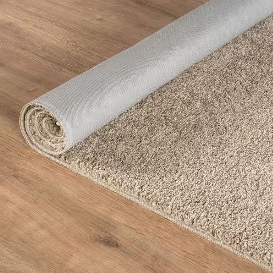 8 ft. x 10 ft. Beige Silky Solid Plus Thick Pile Non Slip Easy Clean Non Shedding Modern Indoor Area Rug