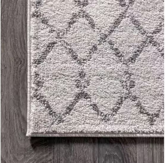 Moroccan Hype Boho Vintage Diamond Cream/Gray 8 ft. x 10 ft. Distressed Area Rug
