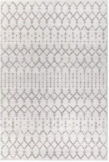 Moroccan Hype Boho Vintage Diamond Cream/Gray 8 ft. x 10 ft. Distressed Area Rug