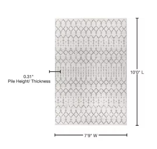 Moroccan Hype Boho Vintage Diamond Cream/Gray 8 ft. x 10 ft. Distressed Area Rug