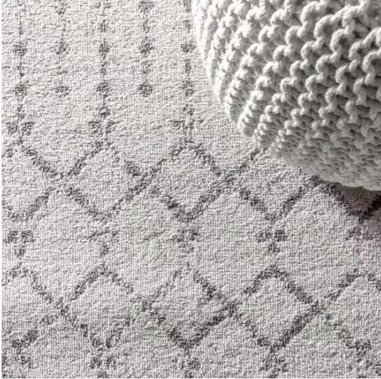 Moroccan Hype Boho Vintage Diamond Cream/Gray 8 ft. x 10 ft. Distressed Area Rug