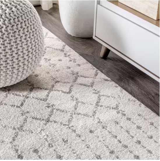 Moroccan Hype Boho Vintage Diamond Cream/Gray 8 ft. x 10 ft. Distressed Area Rug