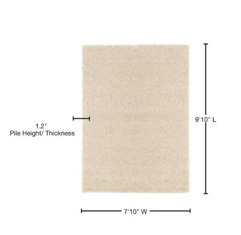 Cozy Cream 7 ft. 10 in. x 9 ft. 10 in. Plush Indoor Shag Area Rug for Living Room