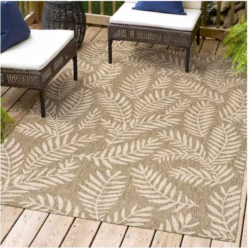 Nevis Palm Frond Brown/Beige 8 ft. x 10 ft. Indoor/Outdoor Area Rug