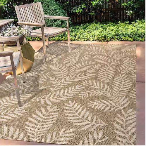 Nevis Palm Frond Brown/Beige 8 ft. x 10 ft. Indoor/Outdoor Area Rug