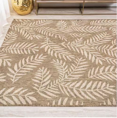 Nevis Palm Frond Brown/Beige 8 ft. x 10 ft. Indoor/Outdoor Area Rug