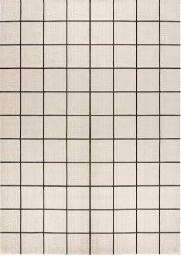 Grid Modern Squares Cream/Dark Gray 8 ft. x 10 ft. Indoor/Outdoor Area Rug