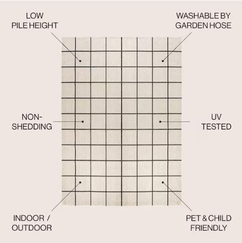 Grid Modern Squares Cream/Dark Gray 8 ft. x 10 ft. Indoor/Outdoor Area Rug