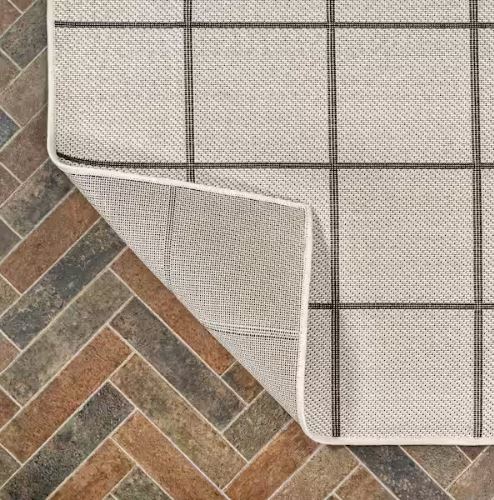 Grid Modern Squares Cream/Dark Gray 8 ft. x 10 ft. Indoor/Outdoor Area Rug