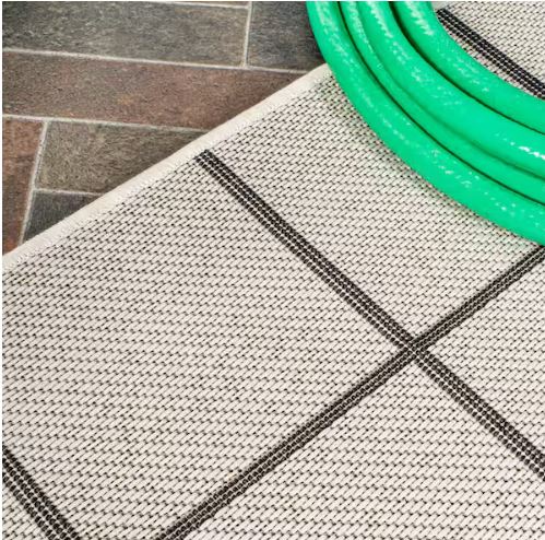 Grid Modern Squares Cream/Dark Gray 8 ft. x 10 ft. Indoor/Outdoor Area Rug