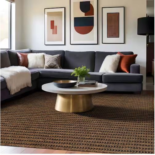 Arrow Gold 5 ft. x 7 ft. Chevron Striped Washable Indoor Outdoor Area Rug