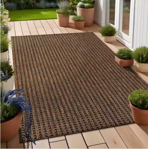 Arrow Gold 5 ft. x 7 ft. Chevron Striped Washable Indoor Outdoor Area Rug
