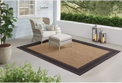 Black/Brown 4 x 6 Border Indoor/Outdoor Area Rug