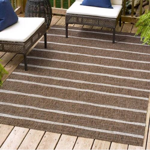Colonia Berber Stripe Brown/Beige 5 ft. x 8 ft. Indoor/Outdoor Area Rug