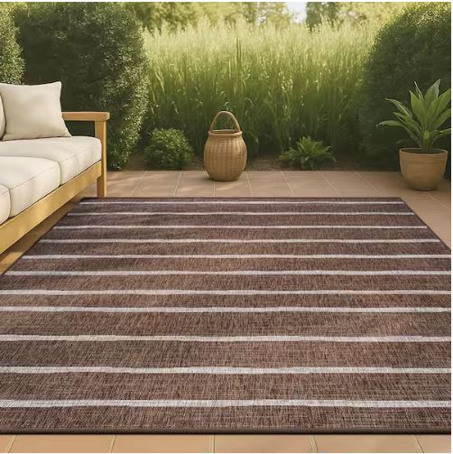 Colonia Berber Stripe Brown/Beige 5 ft. x 8 ft. Indoor/Outdoor Area Rug
