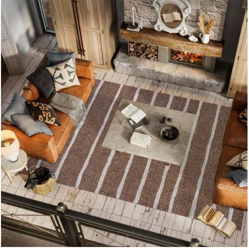 Colonia Berber Stripe Brown/Beige 5 ft. x 8 ft. Indoor/Outdoor Area Rug