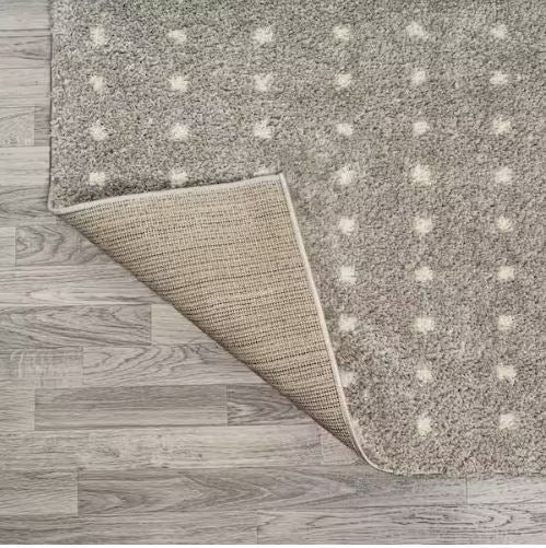 Pele Modern Geometric Dot Shag Gray/Ivory 8 ft. x 10 ft. Area Rug