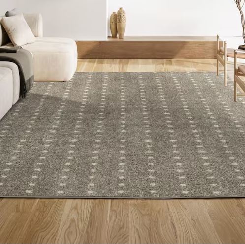 Pele Modern Geometric Dot Shag Gray/Ivory 8 ft. x 10 ft. Area Rug