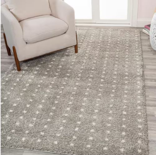 Pele Modern Geometric Dot Shag Gray/Ivory 8 ft. x 10 ft. Area Rug