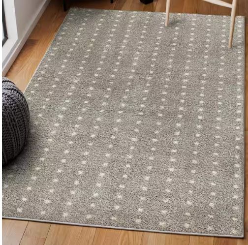 Pele Modern Geometric Dot Shag Gray/Ivory 8 ft. x 10 ft. Area Rug