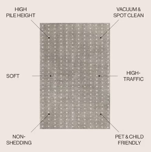 Pele Modern Geometric Dot Shag Gray/Ivory 8 ft. x 10 ft. Area Rug