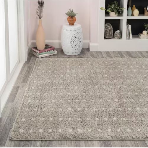 Pele Modern Geometric Dot Shag Gray/Ivory 8 ft. x 10 ft. Area Rug