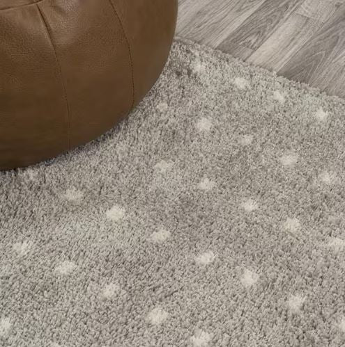 Pele Modern Geometric Dot Shag Gray/Ivory 8 ft. x 10 ft. Area Rug