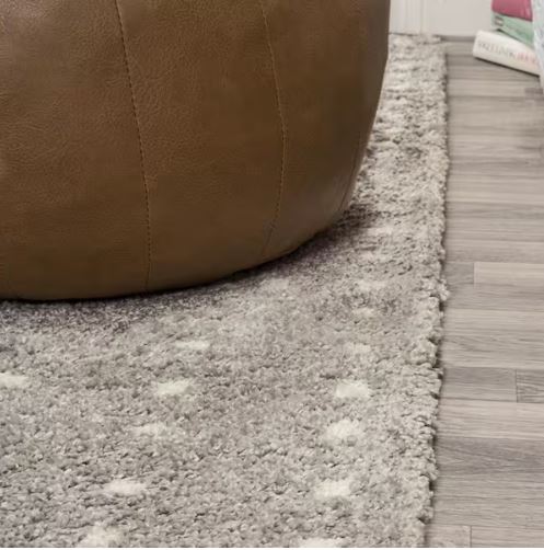 Pele Modern Geometric Dot Shag Gray/Ivory 8 ft. x 10 ft. Area Rug