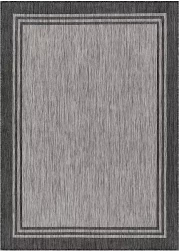 8 X 10 Silver Pebble Aloha Washable Bordered Indoor Outdoor Area Rug