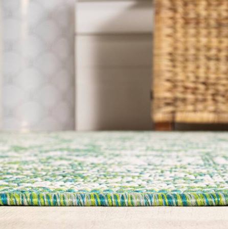 Tela Bohemian Textured Weave Floral Cream/Green 8 ft. x 10 ft. Indoor/Outdoor Area Rug