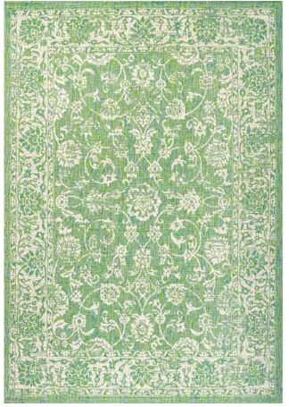 Tela Bohemian Textured Weave Floral Cream/Green 8 ft. x 10 ft. Indoor/Outdoor Area Rug