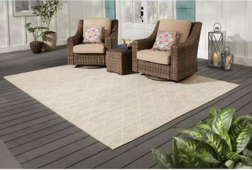 Gray 8 x 10 Trellis Indoor/Outdoor Area Rug