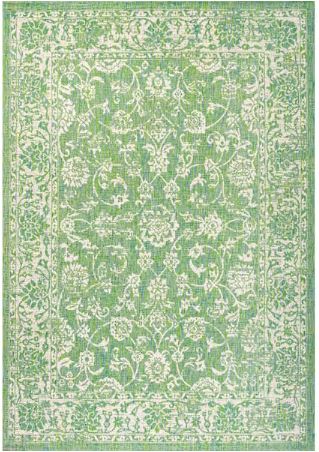 Tela Bohemian Textured Weave Floral Cream/Green 4 ft. x 6 ft. Indoor/Outdoor Area Rug