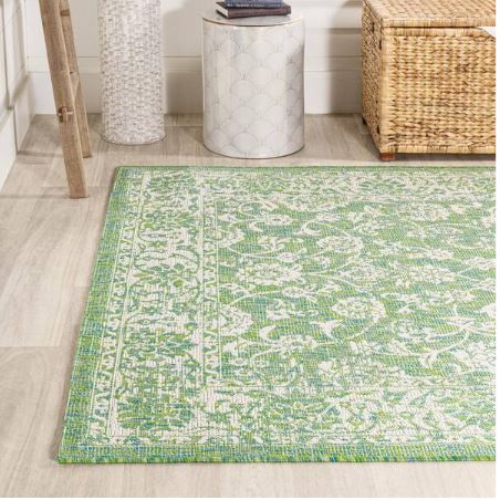 Tela Bohemian Textured Weave Floral Cream/Green 4 ft. x 6 ft. Indoor/Outdoor Area Rug