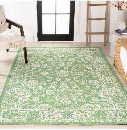 Tela Bohemian Textured Weave Floral Cream/Green 4 ft. x 6 ft. Indoor/Outdoor Area Rug