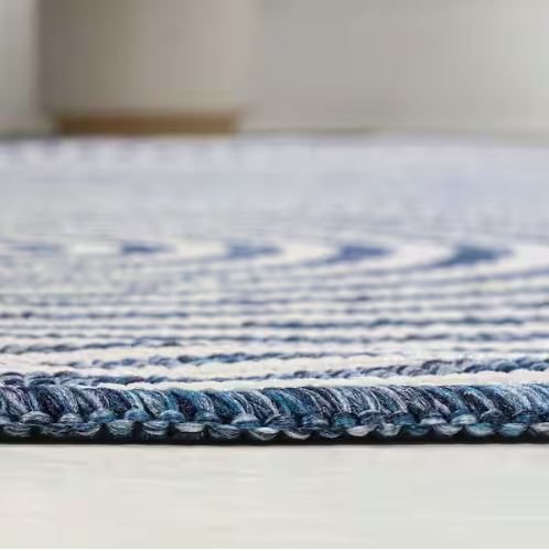 Margot Modern Geometric Arch Stripe Cream/Navy 5 ft. x 8 ft. Indoor/Outdoor Shaped Area Rug