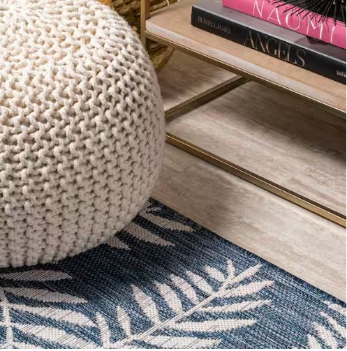 Nevis Palm Frond Navy/Ivory 5 ft. x 8 ft. Indoor/Outdoor Area Rug