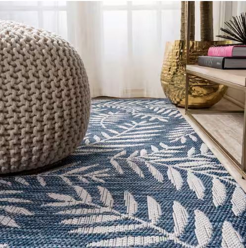 Nevis Palm Frond Navy/Ivory 5 ft. x 8 ft. Indoor/Outdoor Area Rug