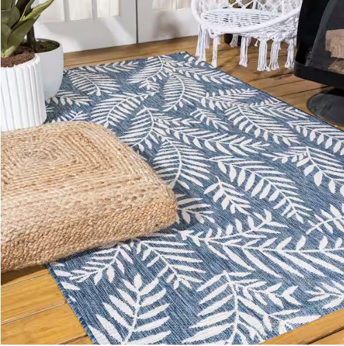 Nevis Palm Frond Navy/Ivory 5 ft. x 8 ft. Indoor/Outdoor Area Rug