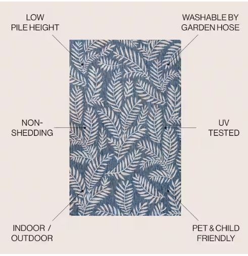 Nevis Palm Frond Navy/Ivory 5 ft. x 8 ft. Indoor/Outdoor Area Rug