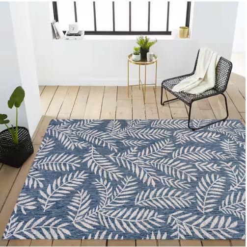 Nevis Palm Frond Navy/Ivory 5 ft. x 8 ft. Indoor/Outdoor Area Rug