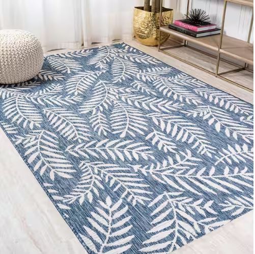 Nevis Palm Frond Navy/Ivory 5 ft. x 8 ft. Indoor/Outdoor Area Rug
