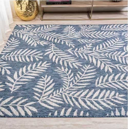 Nevis Palm Frond Navy/Ivory 5 ft. x 8 ft. Indoor/Outdoor Area Rug